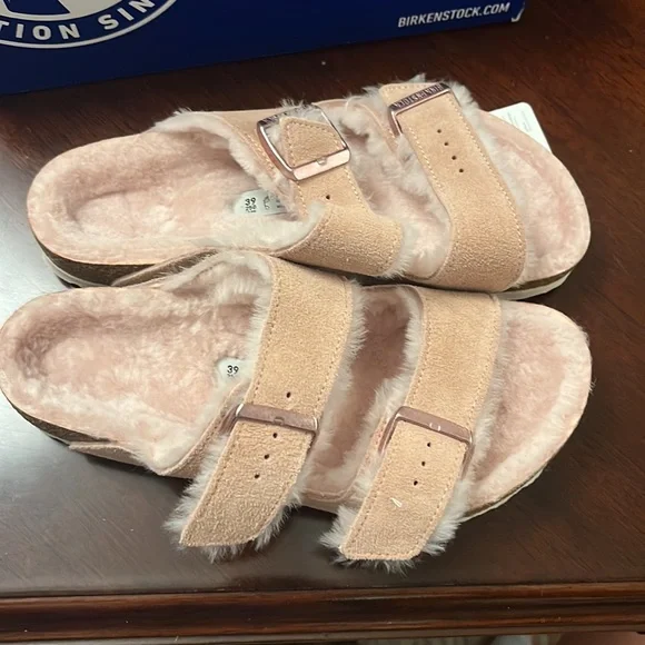 Arizona shearling light Rose Birkenstocks OA - Picture 3 of 4